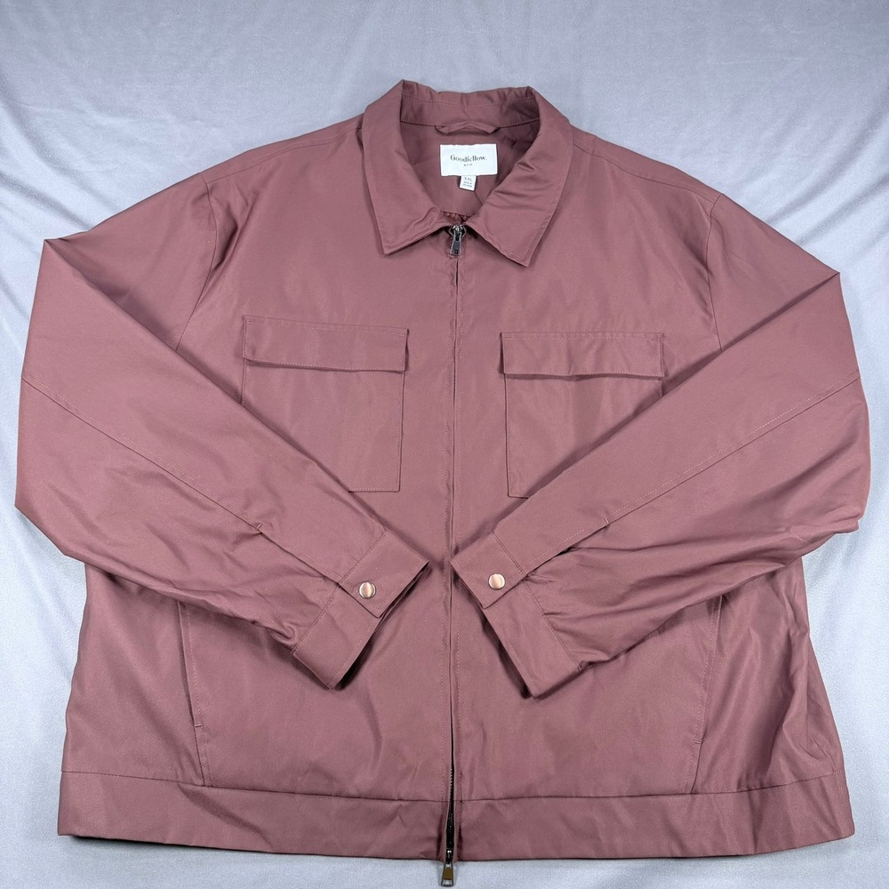 Goodfellow Mens XXL Red Brown‎ Recycled Polyester Utility Jacket  Front Pockets